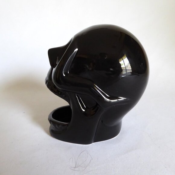 BOSTON WAREHOUSE KITCHEN BLACK CERAMIC SKULL SCRUB CONTAINER HOLDER (NEW) - Picture 5 of 9